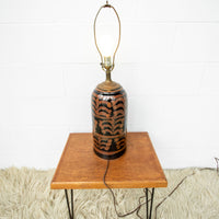 Vintage Ceramic Lamp with Copper and Black Swirl Neutral Base