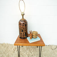 Vintage Ceramic Lamp with Copper and Black Swirl Neutral Base