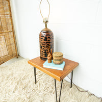 Vintage Ceramic Lamp with Copper and Black Swirl Neutral Base