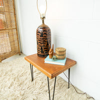 Vintage Ceramic Lamp with Copper and Black Swirl Neutral Base