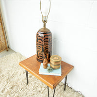 Vintage Ceramic Lamp with Copper and Black Swirl Neutral Base