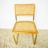 Cesca Marcel Breuer Style Chair with Gold Flashed Base and Cane Back and Seat (used replacement seat from Randy.)
