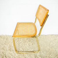 Cesca Marcel Breuer Style Chair with Gold Flashed Base and Cane Back and Seat (used replacement seat from Randy.)