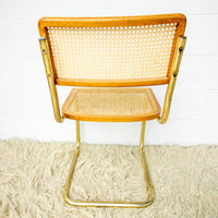 Cesca Marcel Breuer Style Chair with Gold Flashed Base and Cane Back and Seat (used replacement seat from Randy.)