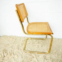 Cesca Marcel Breuer Style Chair with Gold Flashed Base and Cane Back and Seat (used replacement seat from Randy.)