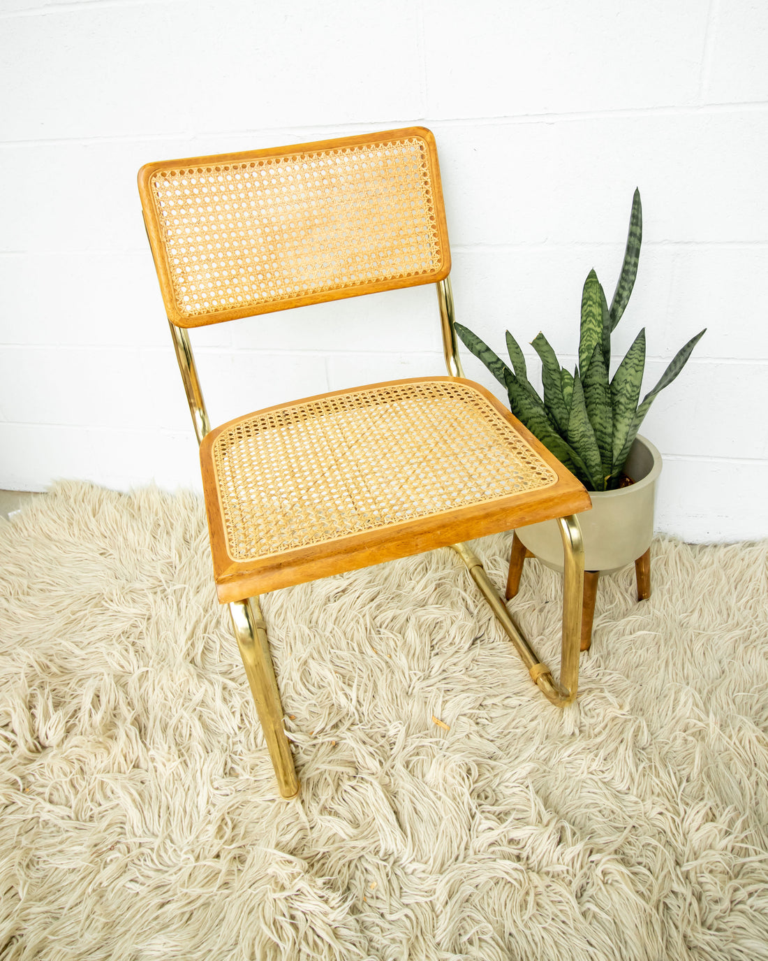 Cesca Marcel Breuer Style Chair with Gold Flashed Base and Cane Back and Seat (used replacement seat from Randy.)