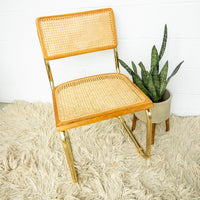 Cesca Marcel Breuer Style Chair with Gold Flashed Base and Cane Back and Seat (used replacement seat from Randy.)