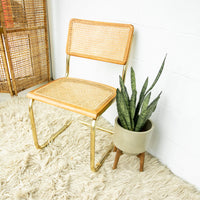 Cesca Marcel Breuer Style Chair with Gold Flashed Base and Cane Back and Seat (used replacement seat from Randy.)
