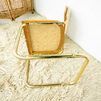 Cesca Marcel Breuer Style Chair with Gold Flashed Base and Cane Back and Seat (used replacement seat from Randy.)