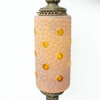 Midcentury Swag Pendant Lamp Frosted Amber Glass