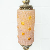 Midcentury Swag Pendant Lamp Frosted Amber Glass