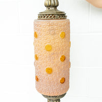 Midcentury Swag Pendant Lamp Frosted Amber Glass