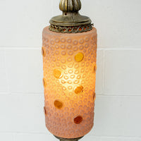 Midcentury Swag Pendant Lamp Frosted Amber Glass