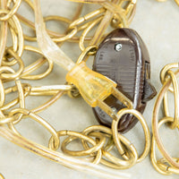 Midcentury Swag Pendant Lamp Frosted Amber Glass