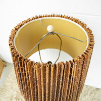 Woven Shade Vintage Ceramic Lamp with White Hexagon Base