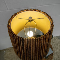 Woven Shade Vintage Ceramic Lamp with White Hexagon Base