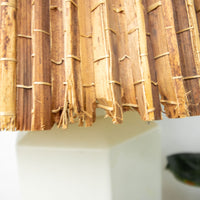 Woven Shade Vintage Ceramic Lamp with White Hexagon Base