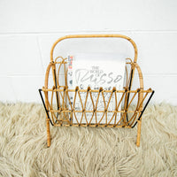 Cast Iron and Rattan Woven Rack