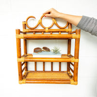 Bamboo and Cane 3 Tier Wall Shelf