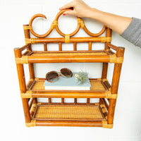 Bamboo and Cane 3 Tier Wall Shelf