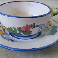 Vintage Italian Ceramic Floral Cup and Saucer - Made in Italy