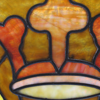 Amber, Coral, Navy, Light Green and Pink toned Salvaged Church Stained Glass Window