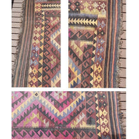 8' x 8' - Vibrant Large Kilim Woven Wool Rug in Pristine Vintage Condition
