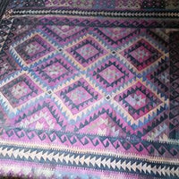 8' x 8' - Vibrant Large Kilim Woven Wool Rug in Pristine Vintage Condition