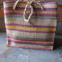 Vintage Woven Island Grocery Bag Market Basket with Woven Handles
