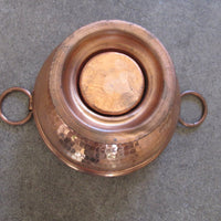 Mid-Century Hammered Solid Copper Mini Pot with Copper Base