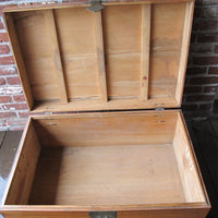 Antique 1950's Solid Camphorwood Chest With Metal Hardware