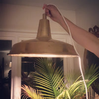 Two Vintage solid Brass Industrial Farm House Pendant Light Fixtures (sold seperately)