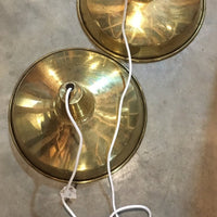 Two Vintage solid Brass Industrial Farm House Pendant Light Fixtures (sold seperately)