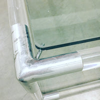 Square Lucite and Chrome Base Coffee Table with Glass Top