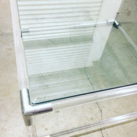 Square Lucite and Chrome Base Coffee Table with Glass Top