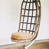 Mid-Century Woven Hanging Nest Chair with Original Metal Base