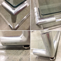 Square Lucite and Chrome Base Coffee Table with Glass Top