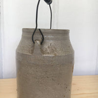 Authentic Stoneware Crock with Rustic Metal and Wood Handle