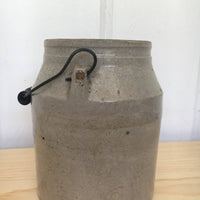 Authentic Stoneware Crock with Rustic Metal and Wood Handle