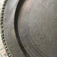 Large Vintage Metallic Solid Gold Brass Retro Bar Serving Tray