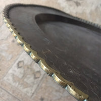 Large Vintage Metallic Solid Gold Brass Retro Bar Serving Tray