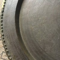 Large Vintage Metallic Solid Gold Brass Retro Bar Serving Tray