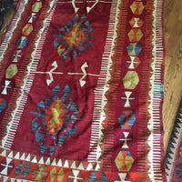 Turkish Kilim Hand Woven Rug (dyed with vegetable coloring)