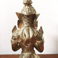 Vintage Solid Thai Hand Etched Detailed Brass Statue