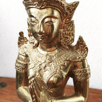 Vintage Solid Thai Hand Etched Detailed Brass Statue