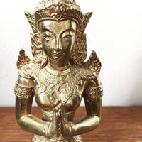 Vintage Solid Thai Hand Etched Detailed Brass Statue
