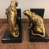 Art Deco Jaguire Book Ends solid brass with Marble Base 1929