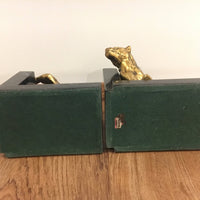 Art Deco Jaguire Book Ends solid brass with Marble Base 1929