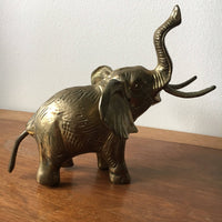 Vintage Semi-Solid Large Brass Elephant - Made in Malaysia