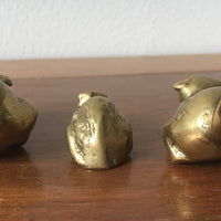 Vintage Semi-Solid Mini Brass Cats and Mouse (Sold as a Set)